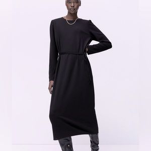 Zara🖤Belted Jersey Dress S NWOT